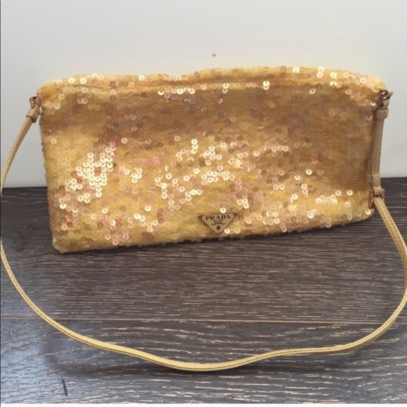 Prada Handbags - AUTHENTIC Prada yellow sequin purse clutch bag